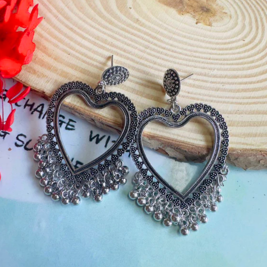 Silver Heart Shape Jhumka