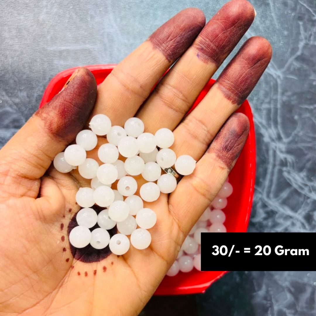 Pure White TRANSLUCENT Beads Pack Of 20 Grams