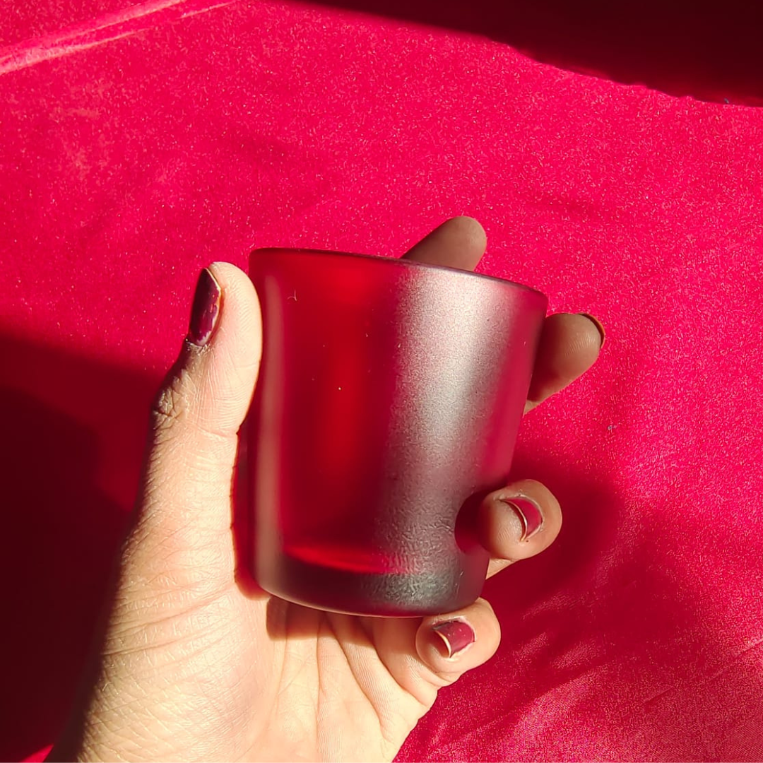 Frosted Matt Colored Small Candle Short Glass Set Of 6