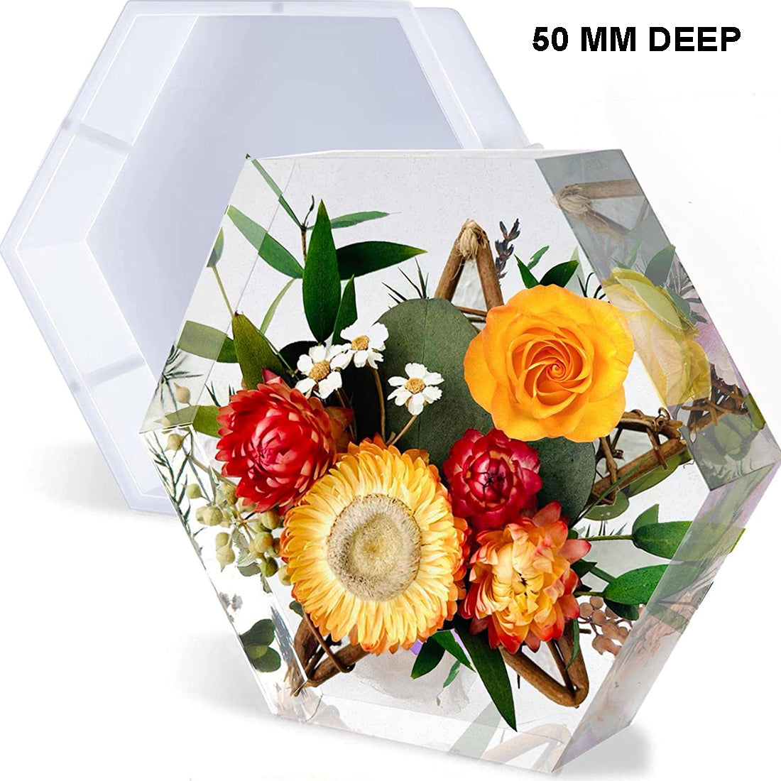 8 Inch 50mm Hexagone Deep Casting Silicone Mould