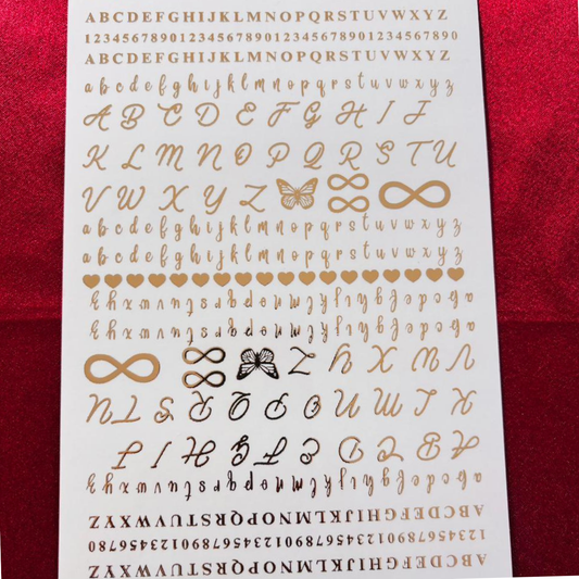 Mix alphabet Infinity Golden Embossed Stickers