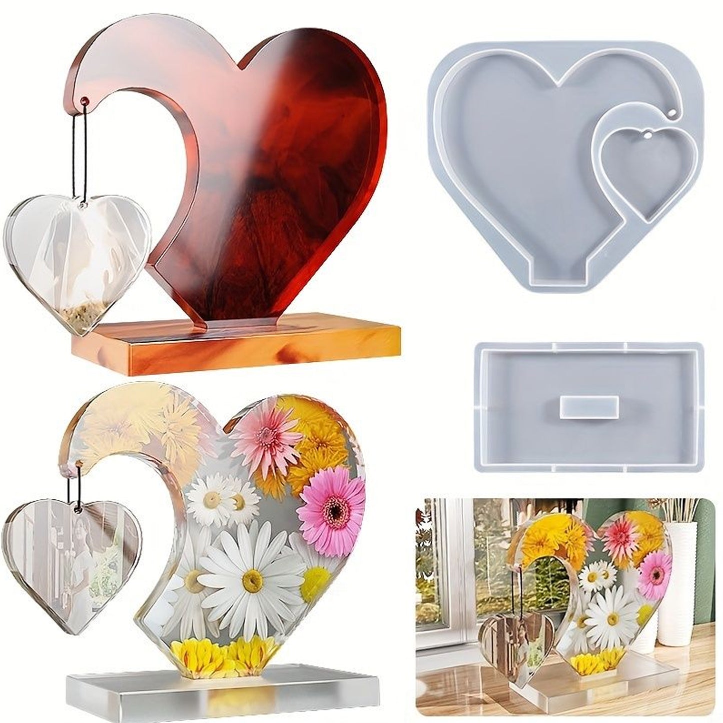 Side Hanging Heart PhotoFrame Making Silicone Mould