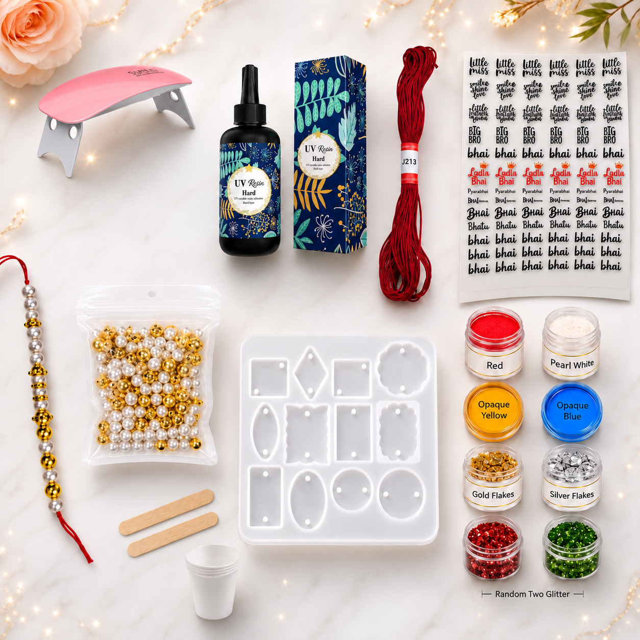 12 IN 1 25g UV Resin Rakhi Making Kit